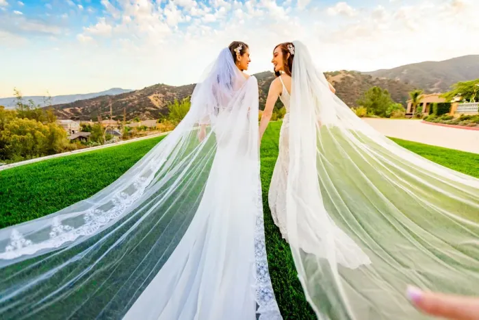 Framed Print : Newlyweds first look post wedding ceremony, Corona, California, United States of America Framed Print : Newlyweds first look post wedding ceremony, Corona, California, United States of America
