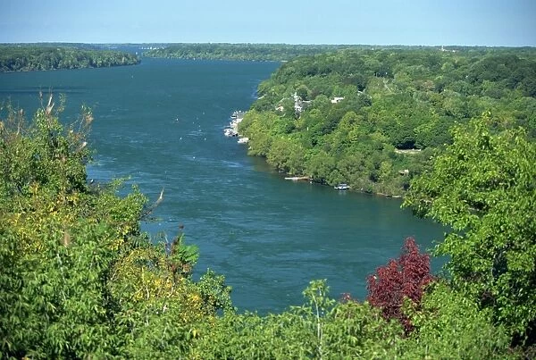 The Niagara River flowing between lakes Erie and Ontario seen from Queenstown Heights
