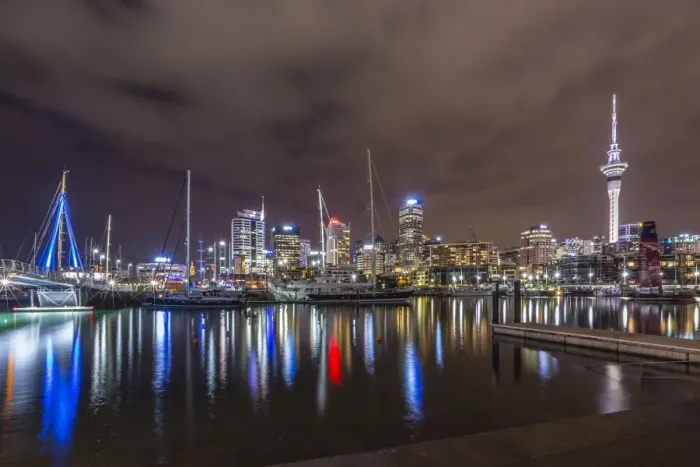 Framed Print : Night view of the city of Auckland from Auckland Harbour, North Island, New Zealand, Pacific Framed Print : Night view of the city of Auckland from Auckland Harbour, North Island, New Zealand, Pacific