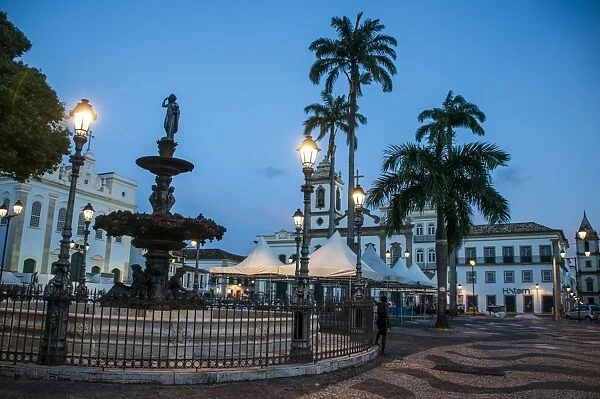Nightshoot of the 16 do Novembro Square, Pelourinho, UNESCO World Heritage Site, Salvador da Bahia, Bahia, Brazil, South America