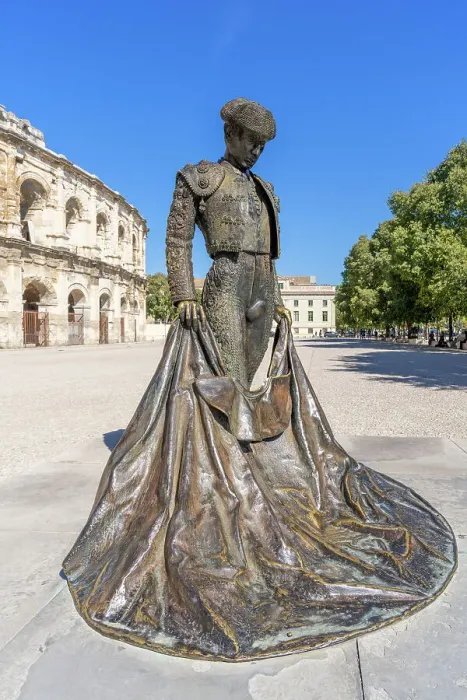 Framed Print : Nimeno Bullfighter Statue, the arena of Nimes, Roman amphitheatre, Nimes, Gard, Occitania, France, Europe Framed Print : Nimeno Bullfighter Statue, the arena of Nimes, Roman amphitheatre, Nimes, Gard, Occitania, France, Europe