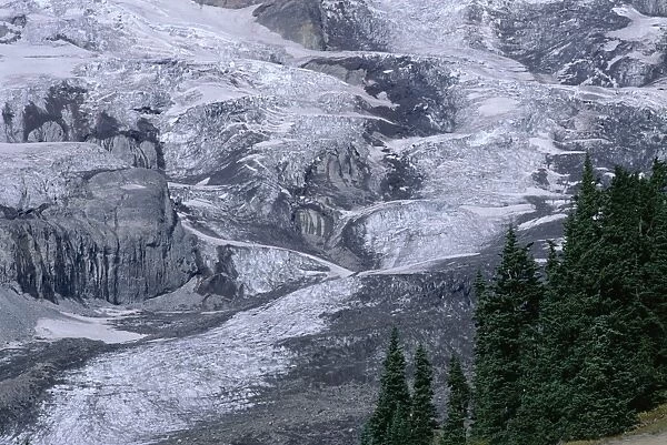 The Nisqually Glacier that flows from the peak of 4394m