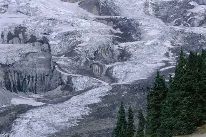 Framed Print : The Nisqually Glacier that flows from the peak of 4394m Framed Print : The Nisqually Glacier that flows from the peak of 4394m