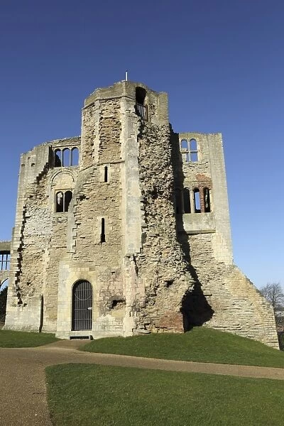 The Norman gateway and staircase tower at the ruins of Newark Castle in Newark-upon-Trent