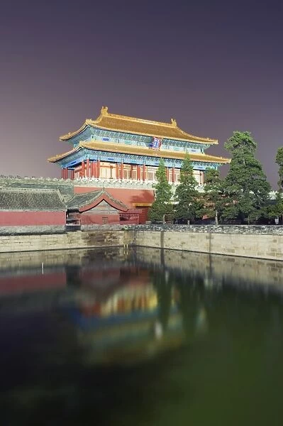 North gate of The Forbidden City reflected in a moat, Palace Museum, UNESCO World Heritage Site