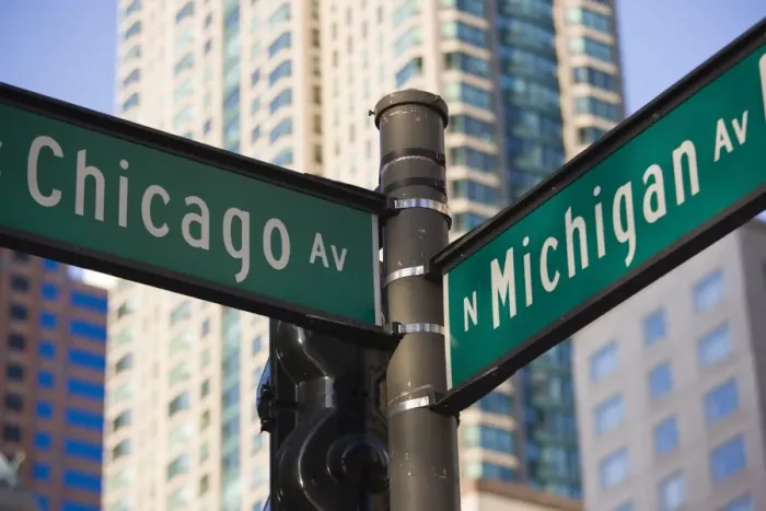 Framed Print : North Michigan Avenue and Chicago Avenue signpost, The Magnificent Mile Framed Print : North Michigan Avenue and Chicago Avenue signpost, The Magnificent Mile