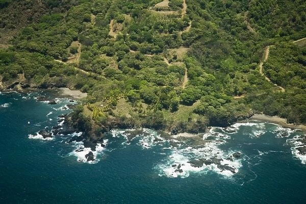 North Nicoya Pennisula, Pacific Coast from air, Costa Rica, Central America