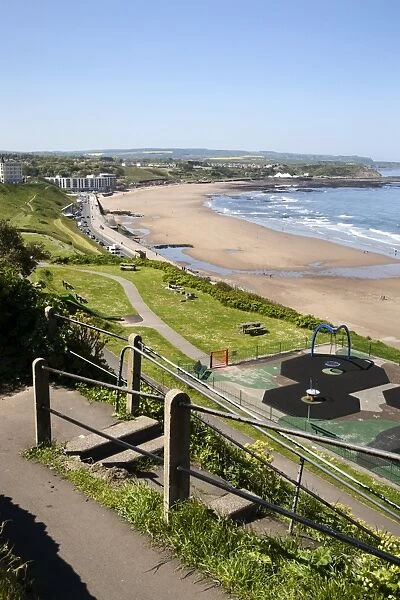 North Sands from Cliff Steps, Scarborough, North Yorkshire, Yorkshire, England, United Kingdom, Europe