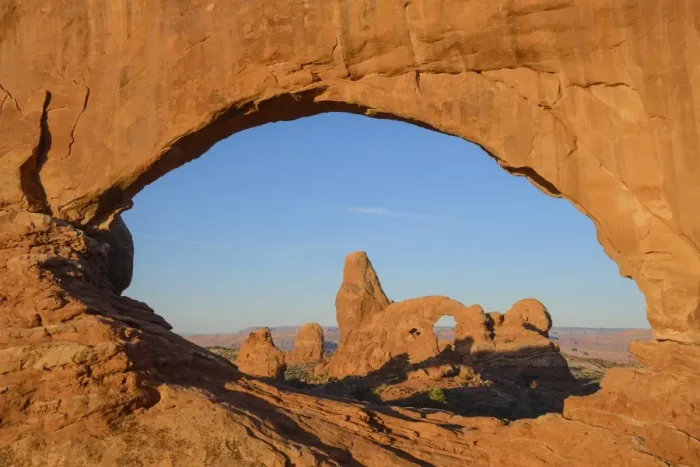 Framed Print : North Window and Turret Arch, Arches National Park, Utah, United States of America, North America Framed Print : North Window and Turret Arch, Arches National Park, Utah, United States of America, North America