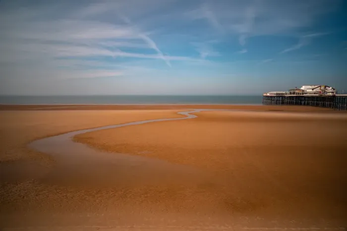 Framed Print : Northern Victorian Pier, Blackpool Beach, Blackpool, Lancashire, England, United Kingdom
