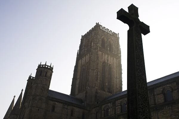Northumbrian Cross in front of Durham Cathedral, UNESCO World Heritage Site