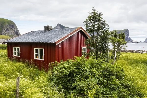 Norwegian summer homes in the town of Vaeroya, Nordland, Norway, Scandinavia, Europe