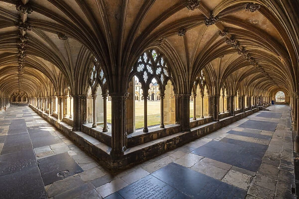Norwich Cathedral Cloisters, Holy and Undivided Trinity Anglican Cathedral in Norwich, Norfolk, East Anglia, England, United Kingdom, Europe