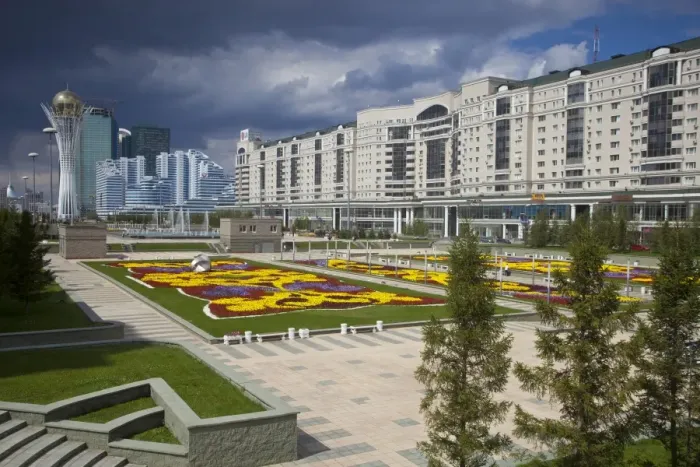 Framed Print : Nurzhol bulvar, central boulevard of Kazakhstans new governmental and administrative zone, Astana, Kazakhstan, Central Asia, Asia