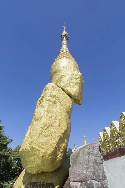 Nwa-La-Bo Pagoda golden rock and pagoda near Mawlamyine, Mon, Myanmar (Burma), Southeast