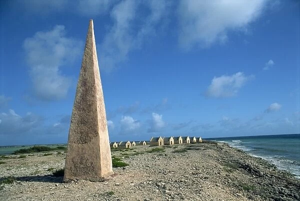 An obelisk on the beach to guide ships in up the salt