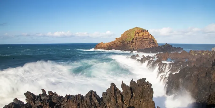 Framed Print : Ocean waves in Porto Moniz, Madeira, Portugal Framed Print : Ocean waves in Porto Moniz, Madeira, Portugal