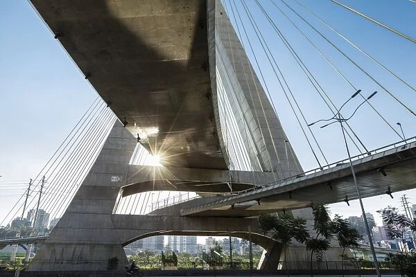 Octavio Frias de Oliveira Bridge by Joao Valente Filho in the Brooklin district of Sao Paulo