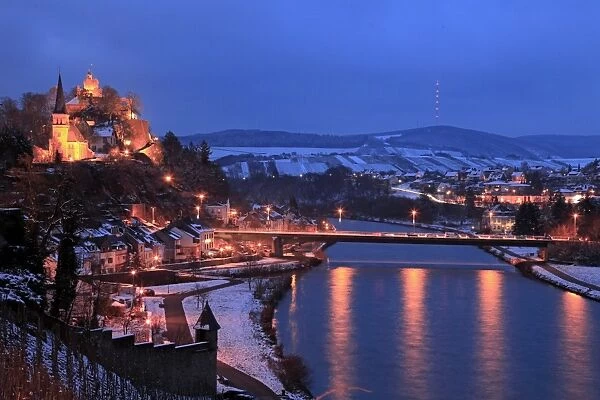 Od town in winter, Saarburg, Saar Valley, Rhineland-Palatinate, Germany, Europe
