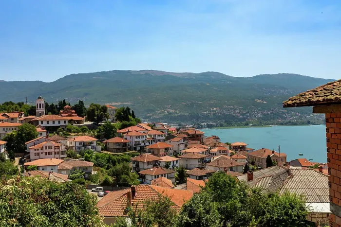 Framed Print : Ohrid hill view with Lake Ohrid in the distance, Macedonia, Europe Framed Print : Ohrid hill view with Lake Ohrid in the distance, Macedonia, Europe