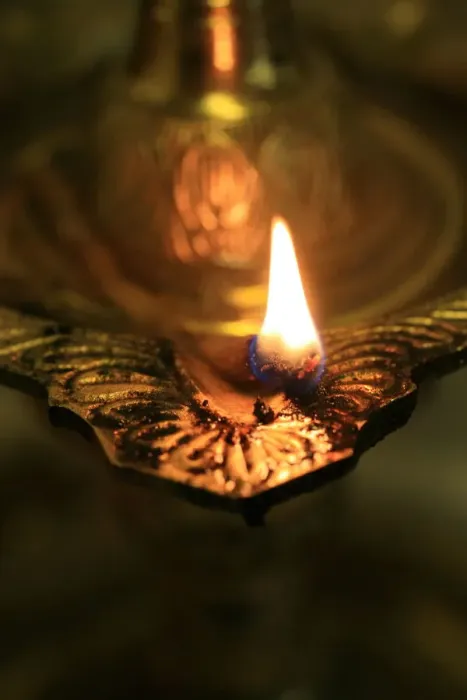 Framed Print : Oil lamp in Hindu temple, Paris, France, Europe Framed Print : Oil lamp in Hindu temple, Paris, France, Europe