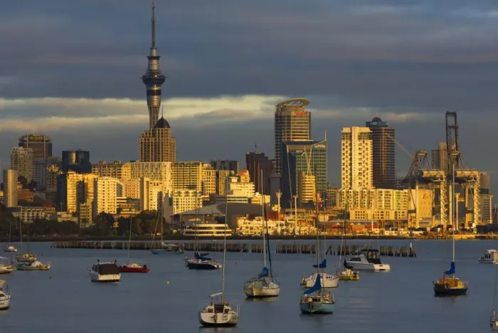 Framed Print : Okahu Bay boat harbour and skyline Framed Print : Okahu Bay boat harbour and skyline