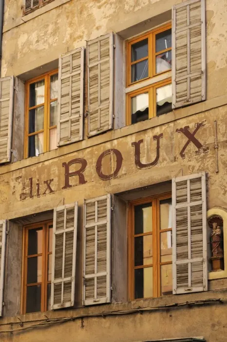 Framed Print : Old advertising sign on the side of a building, Aix-en-Provence, Bouches-du-Rhone Framed Print : Old advertising sign on the side of a building, Aix-en-Provence, Bouches-du-Rhone
