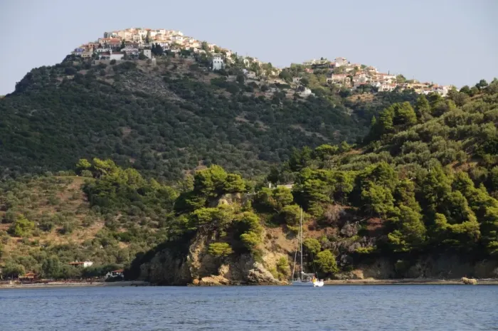 Framed Print : Old Alonissos on hill, Alonissos, Sporades Islands, Greek Islands, Greece, Europe Framed Print : Old Alonissos on hill, Alonissos, Sporades Islands, Greek Islands, Greece, Europe