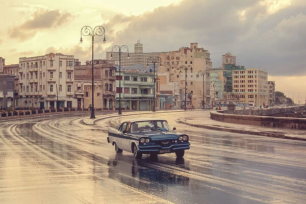 Old American car, Malecon, Havana, Cuba