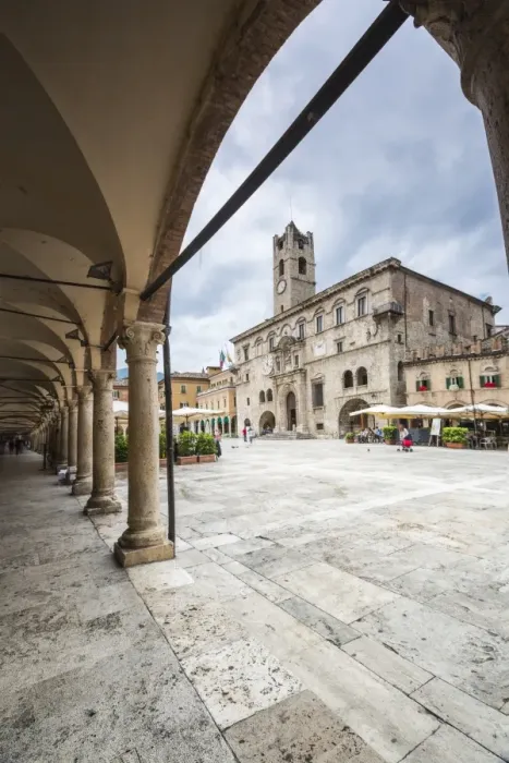 Framed Print : The old arcades frame the historical buildings of Piazza del Popolo, Ascoli Piceno Framed Print : The old arcades frame the historical buildings of Piazza del Popolo, Ascoli Piceno