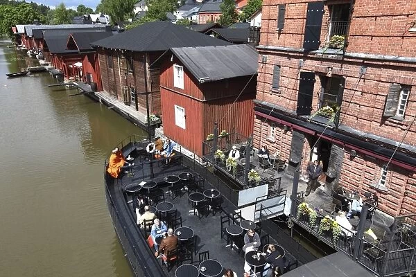 Old Barge restaurant, bar and cafe, riverside granary warehouses, Porvoonjoki River