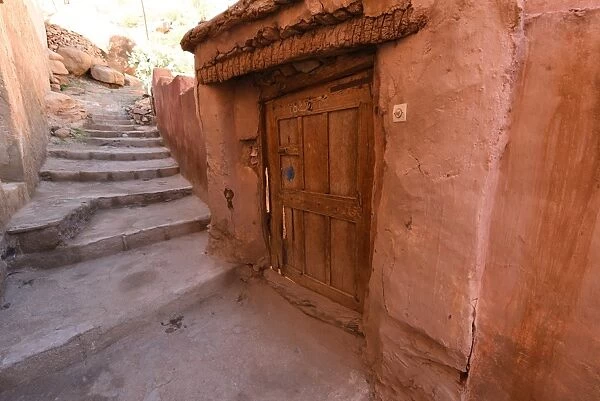 Old Berber houses and narrow streets in a village of Aguerd Oudad, Tafraoute, Morocco