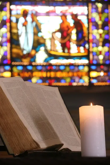 Framed Print : Old Bible and church candle, Carouge Protestant temple, Geneva, Switzerland, Europe Framed Print : Old Bible and church candle, Carouge Protestant temple, Geneva, Switzerland, Europe