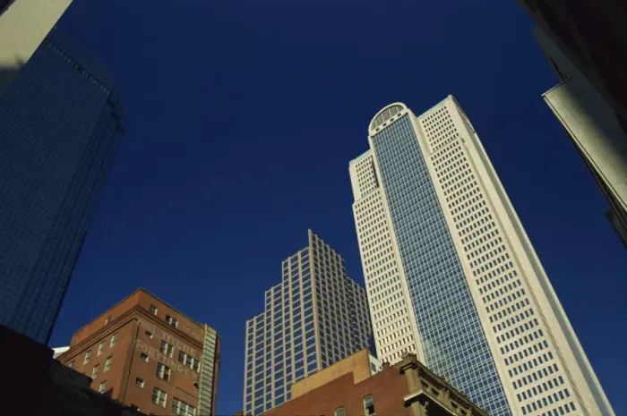 Framed Print : Old brick building contrasts with modern skyscrapers in Dallas Framed Print : Old brick building contrasts with modern skyscrapers in Dallas