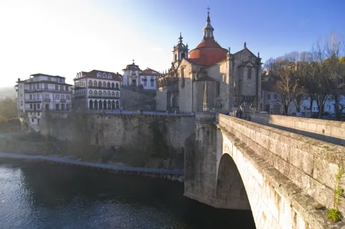 Framed Print : Old bridge leading to the town of Amarante, Portugal, Europe Framed Print : Old bridge leading to the town of Amarante, Portugal, Europe