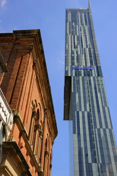 Framed Print : Old building with the Beetham Tower in the background, Manchester, England