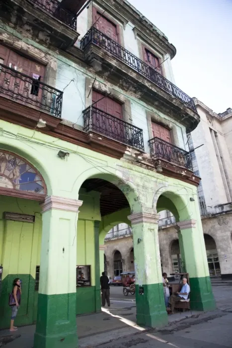 Framed Print : Old buildings with porticos, Havana, Cuba, West Indies, Central America