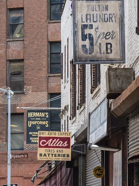 Old business signs in DUMBO (Down Under Brooklyn Bridge Overpass), Brooklyn, New York, United States of America, North America