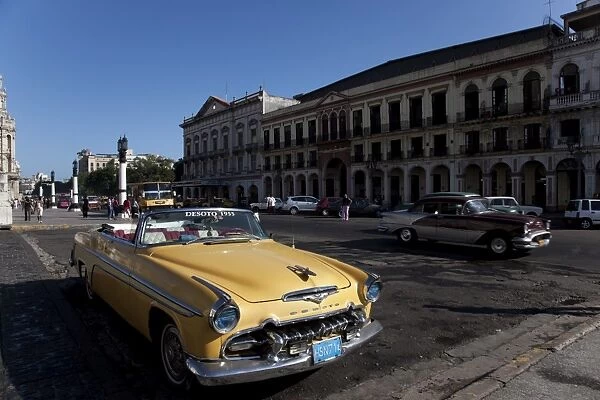 Old car outside the Capitolio, Havana, Cuba, West Indies, Central America