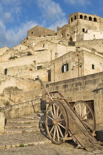 Old cart in the Sassi area of Matera, Basilicata, Italy, Europe