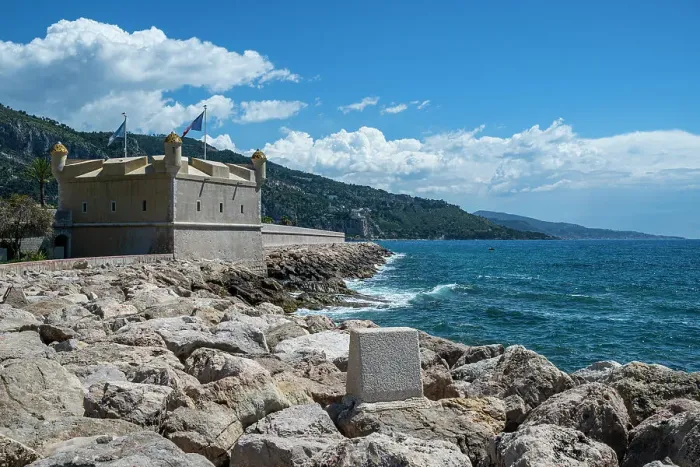 Framed Print : Old castle tower, seaside town of Menton, Alpes Maritimes, Provence-Alpes-Cote d'Azur, French Riviera, France, Europe Framed Print : Old castle tower, seaside town of Menton, Alpes Maritimes, Provence-Alpes-Cote d'Azur, French Riviera, France, Europe