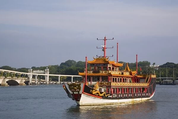 Old Chinese junk used as tour boat for tourist harbour cruise
