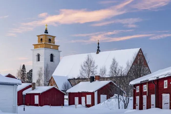 Framed Print : Old church and picturesque buildings covered with snow at sunset in Gammelstad old town, UNESCO World Heritage Site, Lulea, Sweden, Scandinavia, Europe Framed Print : Old church and picturesque buildings covered with snow at sunset in Gammelstad old town, UNESCO World Heritage Site, Lulea, Sweden, Scandinavia, Europe