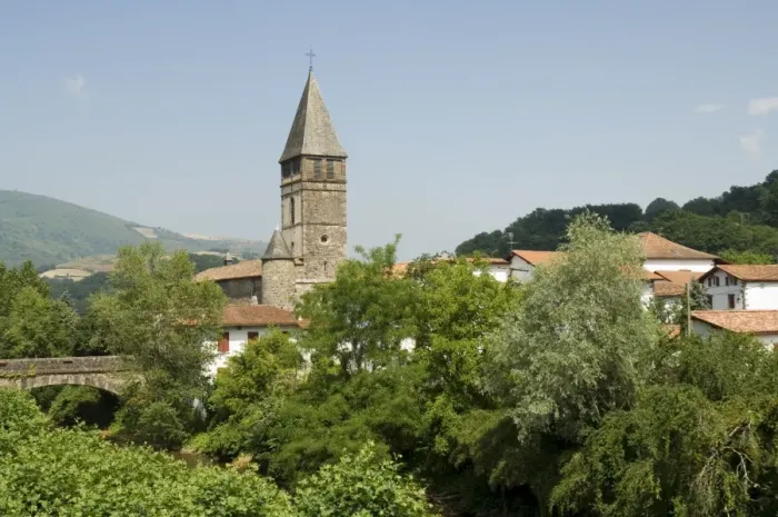 Framed Print : Old church in St. Etienne de Baigorry, Basque country, Pyrenees-Atlantiques Framed Print : Old church in St. Etienne de Baigorry, Basque country, Pyrenees-Atlantiques