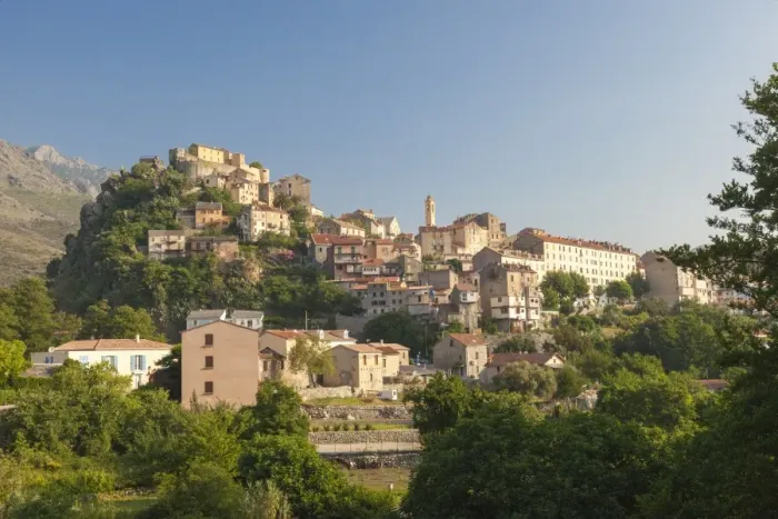 Framed Print : The old citadel of Corte perched on the hill surrounded by mountains, Haute-Corse Framed Print : The old citadel of Corte perched on the hill surrounded by mountains, Haute-Corse