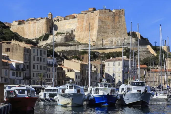 Framed Print : Old citadel view with yachts in the marina, Bonifacio, Corsica, France, Mediterranean Framed Print : Old citadel view with yachts in the marina, Bonifacio, Corsica, France, Mediterranean