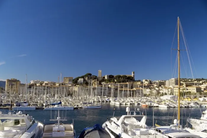 Framed Print : Old city and tourist harbour, Cannes, Alpes-Maritimes, Provence, Cote d Azur Framed Print : Old city and tourist harbour, Cannes, Alpes-Maritimes, Provence, Cote d Azur