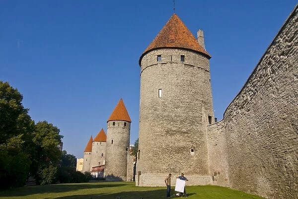 The old city walls of the Old Town of Tallinn, UNESCO World Heritage Site