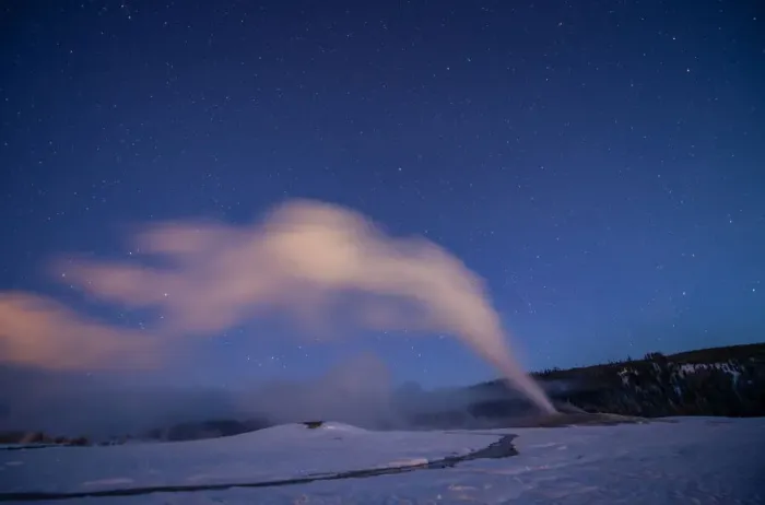 Framed Print : Old Faithful geyser under a starry sky, Yellowstone National Park Framed Print : Old Faithful geyser under a starry sky, Yellowstone National Park