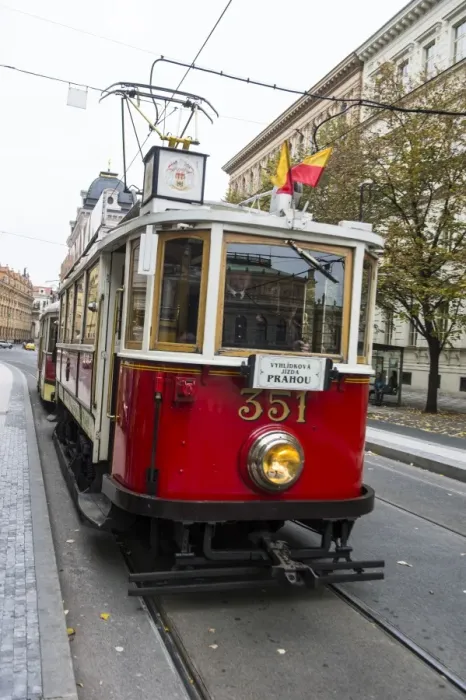 Framed Print : Old fashioned tram, Prague, Czech Republic, Europe Framed Print : Old fashioned tram, Prague, Czech Republic, Europe